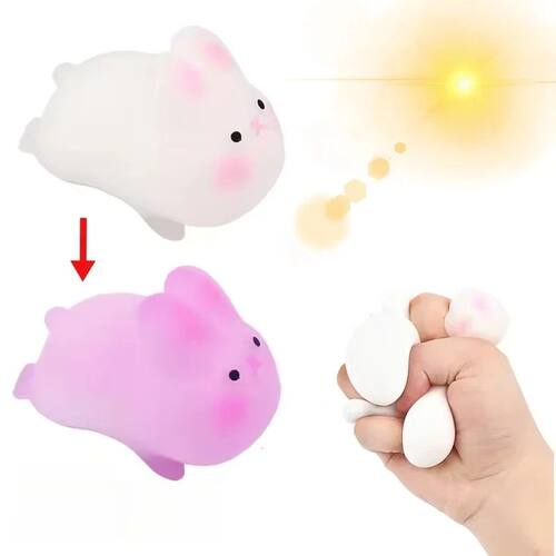 1PCS Color Changing Love Rabbit Pinch Music Toy Slow Rebound