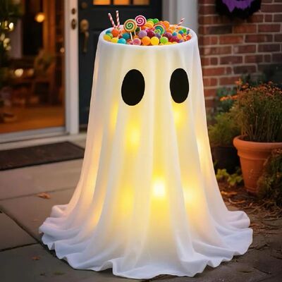 Standing Halloween Glowing Ghost Treat Bucket Height-adjusta