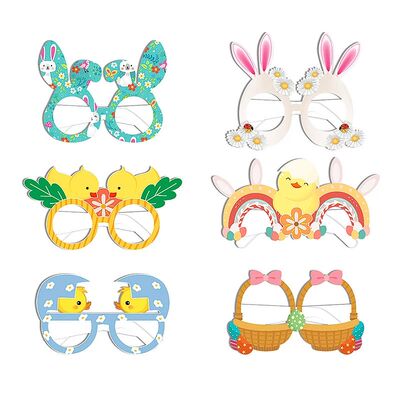 6/12pcs Easter Theme Party Paper Glasses Rabbit Easter Egg C