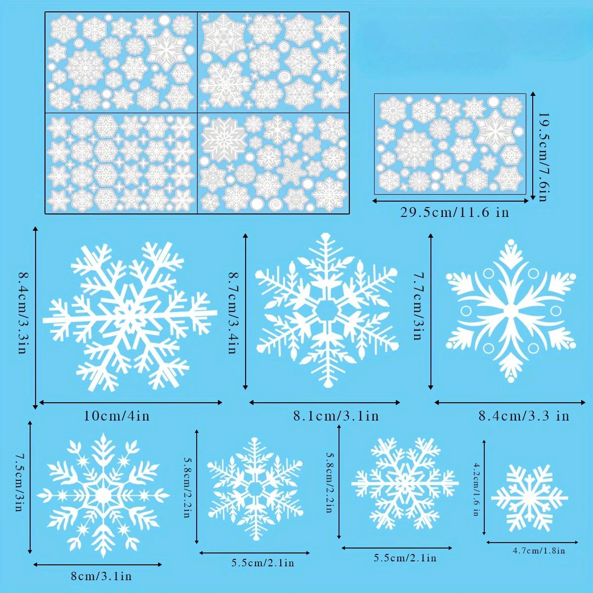 4?Sheets/Set,?137pcs?Christmas?Window?Decals?Snowflakes?Chri