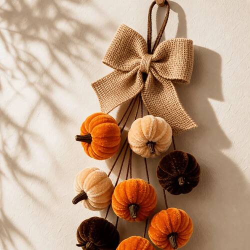1 Piece Pumpkin-Shaped Wall Hanging Decoration, Velvet Pumpk
