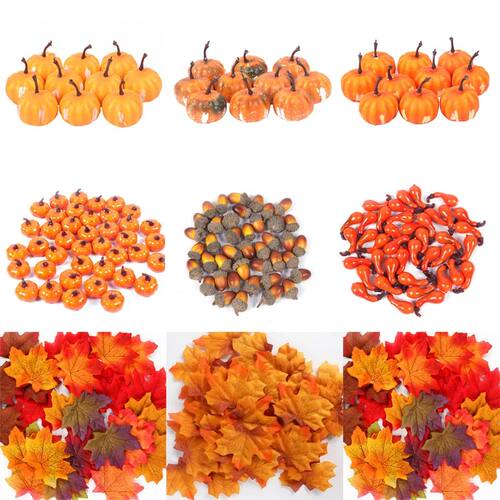 Artificial Maple Leaves Mini Pumpk Pine Cones Acorns Hallowe