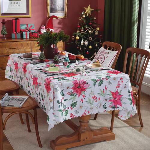 Christmas Rectangle Tablecloth Christmas White Snowflake Dec
