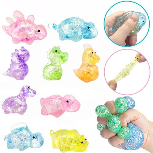 5Pc Novelty Sequin Dinosaur Pinch Music Toy Glitter Funny St