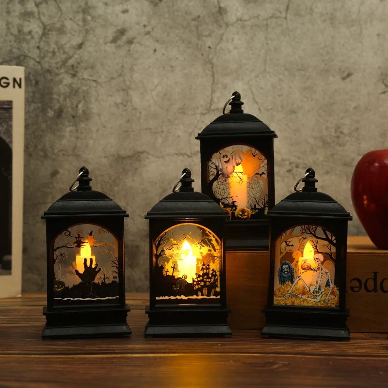 Portable Pumpkin Ghost Castle Lantern Lamp Hanging LED Jack-