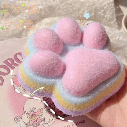 1pc Rainbow Color Cat Paw Squishy Cute Cat Paw Slow Rise Pin