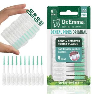 Soft Silicone Interdental Brushes 100Pcs Mint Floss Picks fo