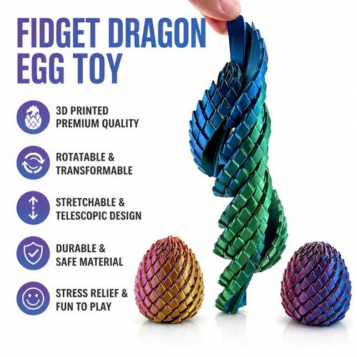 3D Printed Dragon Egg Stress Toy Articulated Stretching Sens