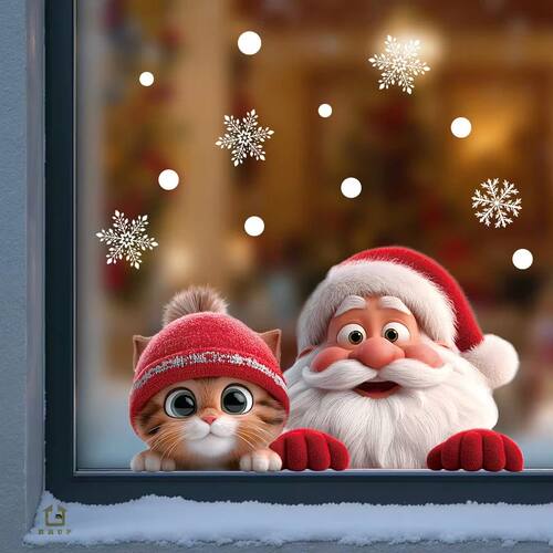 1pc Santa Claus Glass Sticker Removable Static Cling Decorat