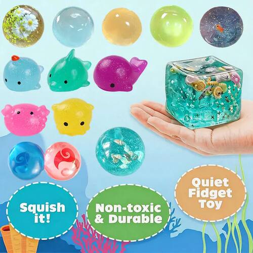 NEW Squishy Ocean Cube Block Stress Balls Soft Slow Rise Sen