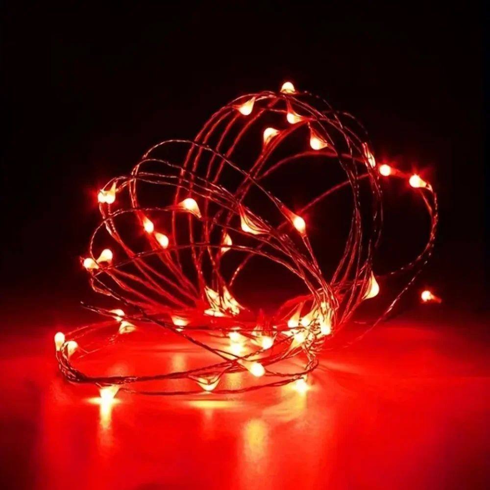 20m 200LED Fairy Light AA Battery Powered, Red Copper Wire L
