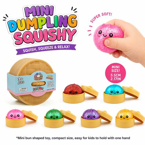 Mini Squishy Dumplings 6PCS With Steamer Squeeze Toys Set Fi