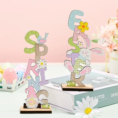Easter Table Decorations Wooden Signs,Spring Wooden Bunnyorn