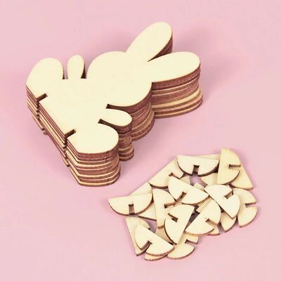 10/20pcs Easter Wood Bunny Rabbit DIY Wooden Ornament Crafts
