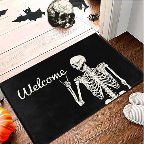 Skull Doormat Funny Halloween Skull Welcome Door Mat,Living