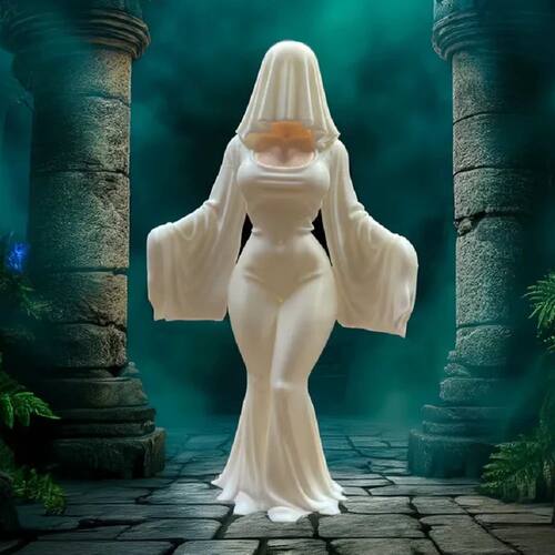 A 12cm ghost ornament, 3D printed white dress ghost decorati