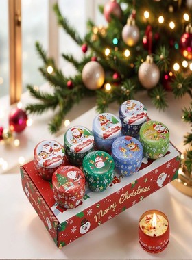 Christmas Aromatherapy Candles Santa Claus Snowmen Tin Cans