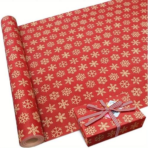 1 Roll Extra Large Christmas Wrapping Paper - Red and Golden
