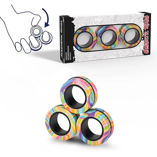 3pcs Fidget Toy Set Finger Magnetic Rings Colorful Adult Mag