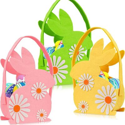 Easter Felt Bunny Basket Cute Rabbit Treat Bag with Handle G