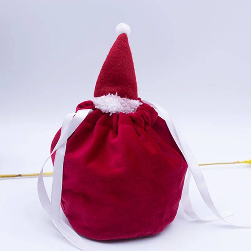 Christmas Antlers Bags Red Santa Claus Velvet Draw String Ca