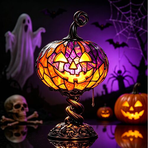 Resin Stained Halloween Pumpkin Table Lamp Halloween Pumpkin