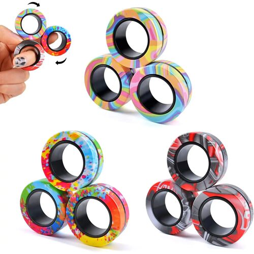 3Pcs Magnetic Finger Rings Fidget Spinner Toys ADHD Relief S