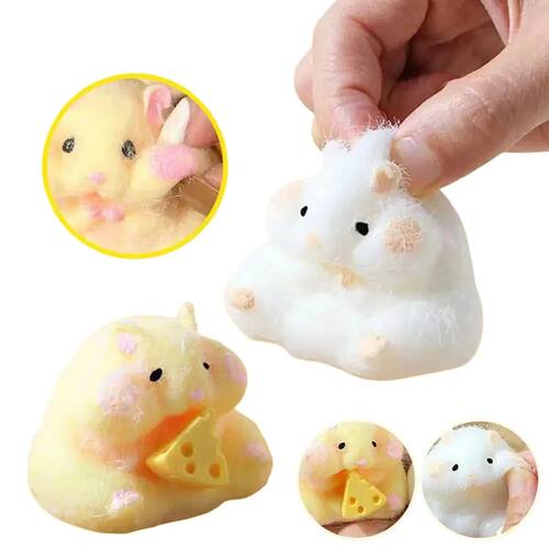 Squishy Hamster Toy with Cheese Cute Desktop Decor Funny Str