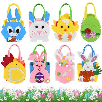Easter Felt Egg Basket Chicken Rabbit Cookie Candy Gift Stor
