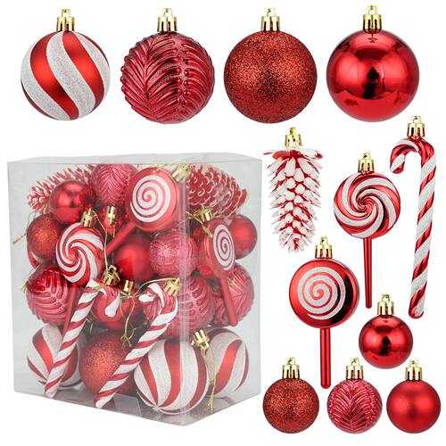 29/36/40pcs Christmas Ball Silver Red Christmas Tree Hanging