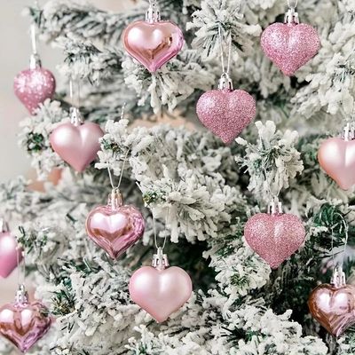 12pcs Pink Christmas Ball Ornaments Shatterproof Xmas Ball D