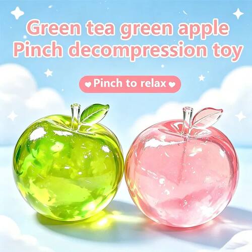 Green Apple Squeeze Toy Crystal Transparent Stress Relief Ve