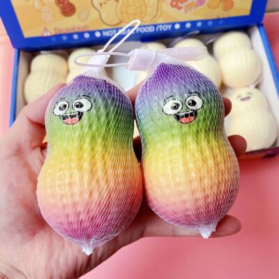 12ps Good Luck Peanut PU Squishy Toy, Mud Texture Slow Risin