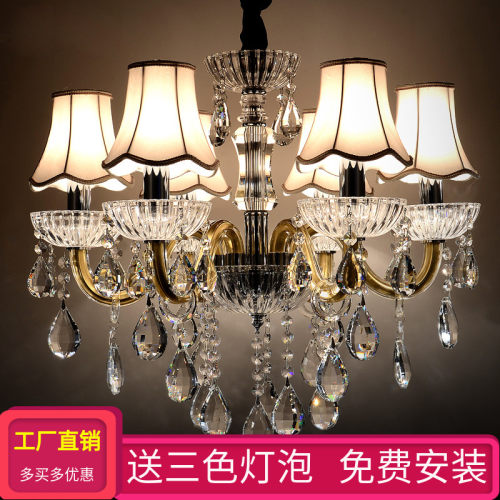 客厅欧式风金色蜡烛水晶吊灯