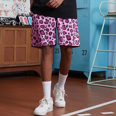 TIP-OFF美式复古豹纹印花篮球运动休闲潮流宽松透气速干四分短裤