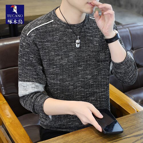 啄木鸟春秋高端圆领卫衣男