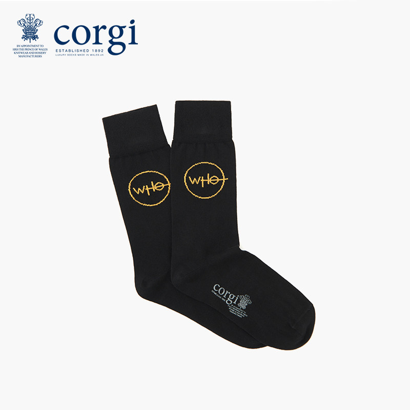 柯基corgi精梳棉字母印花中筒袜