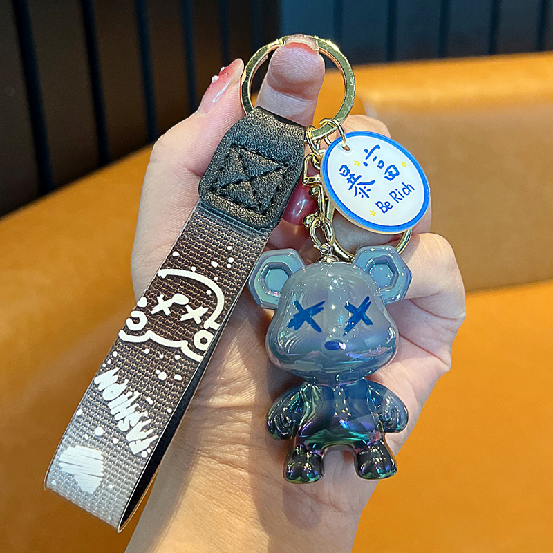 卡思珀涂鸦亚克力渐变钥匙扣小熊