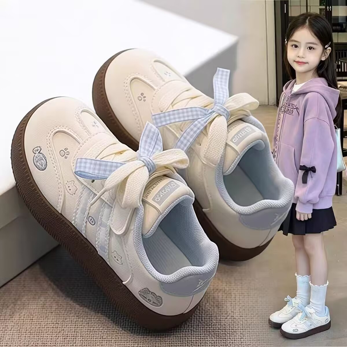 女童德训鞋儿童板鞋小女孩软底百搭休闲鞋子2026春秋新款洋气童鞋