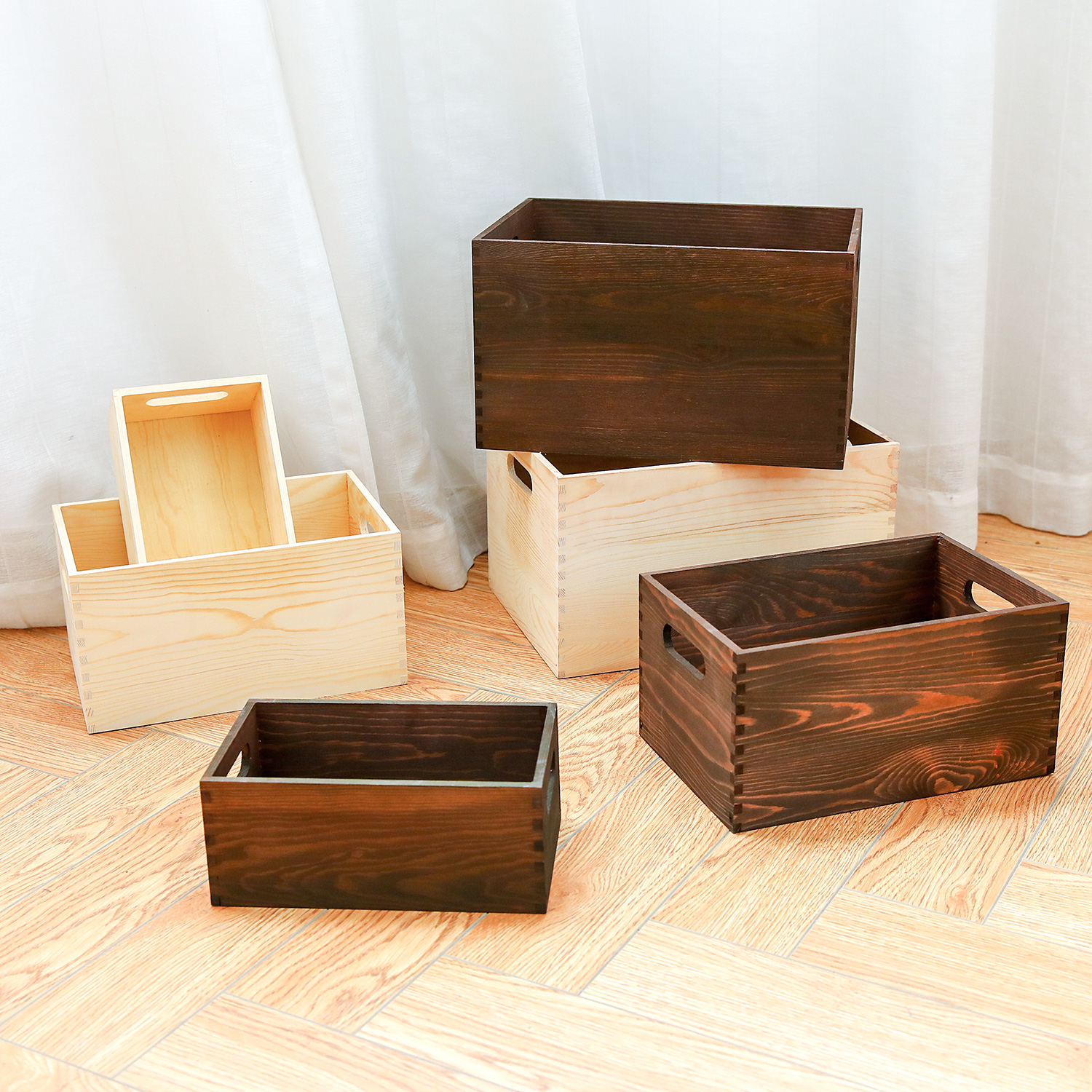 实木桌面收纳箱抽屉式储物木箱组合装大号柜子整理箱杂物盒子