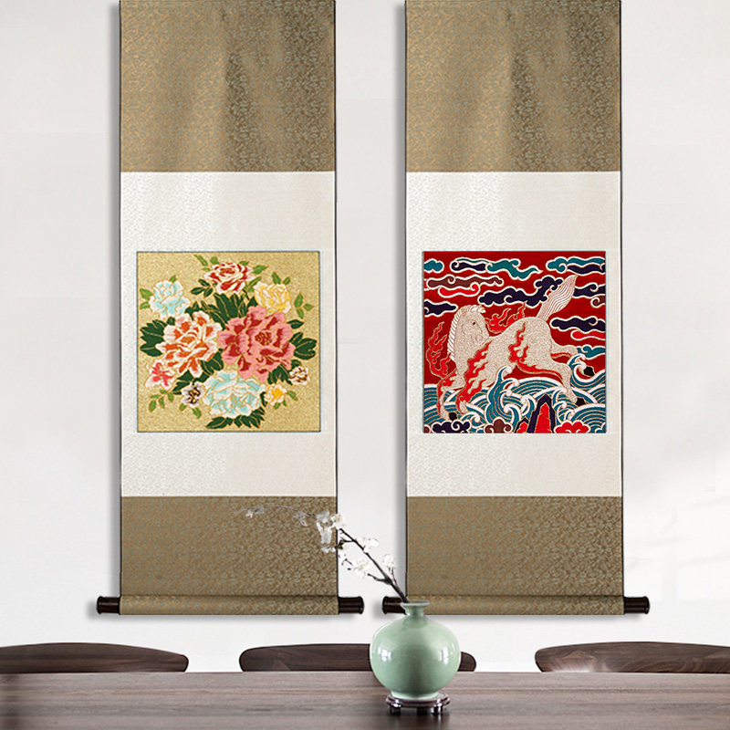 云锦卷轴装饰画特色礼品手工云锦挂画 中国元素手工非遗文化礼物