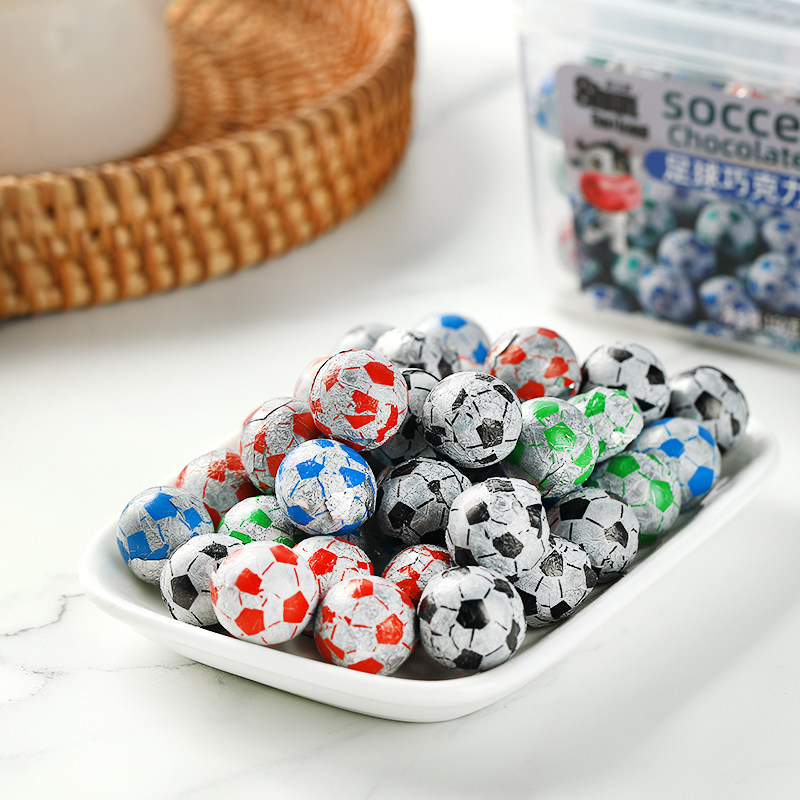 香港顺宝隆足球巧克力球糖盒装石头夹心巧克力糖果混合怀旧零食品