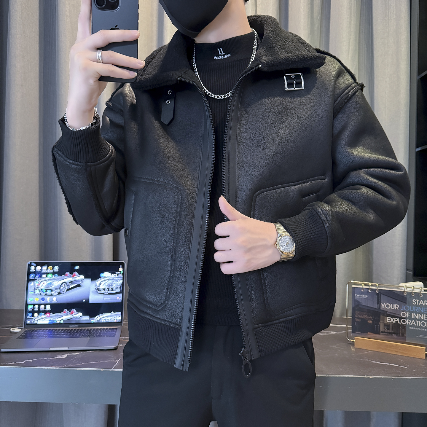 微阔版型皮毛一体皮衣货号:913批价:220,男装皮衣,电商B217 微阔版型皮毛一体皮衣货号:913批价:220,男装皮衣,电商B217