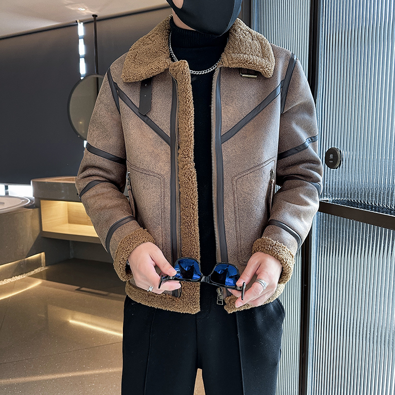 2025秋冬款男士皮毛一体夹克男外套加厚上衣920P220现货，男装夹克，电商B217
