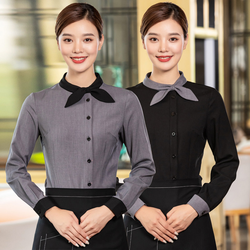 西餐厅工作服长袖女蛋糕咖啡厅火锅快餐店餐饮酒店服务员秋冬季男