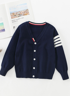 2025新款春季秋学院风开衫外套儿童男童童装毛衣中大童纯棉针织潮