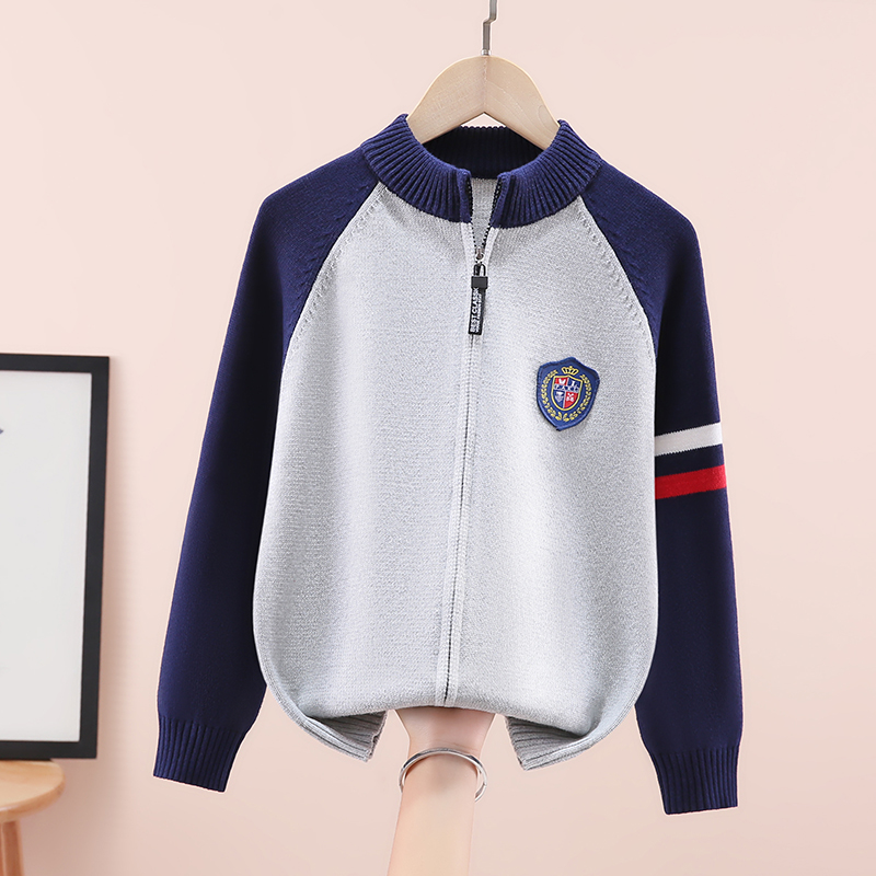 男童纯棉毛衣拉链外套