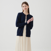 2026新款 潮 纯棉春秋外套纯色百搭圆领毛衣针织衫 女装 宽松针织开衫