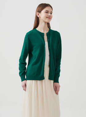 2025新春款女装纯棉针织开衫圆领女大童纯色外套毛衣亲子装秋潮