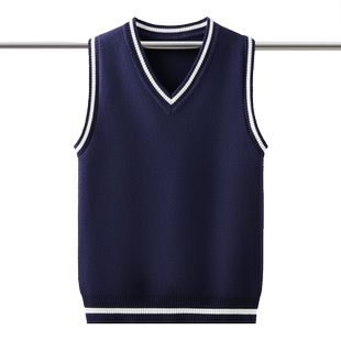 2026新春秋儿童针织马甲纯棉中大童毛衣男童女童背心班服加绒加厚